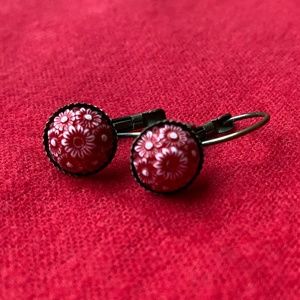 Red floral earrings